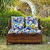 ARTPLAN Outdoor Cushions for Settee,Wicker Loveseat Cushions with Tie,Tufted Patio Cushions 2 U-Shaped Set of 5 Piece,L44xW19，Floral - 2 of 4