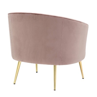 Blush Pink Velvet Barrel Accent Chair with Metal Legs