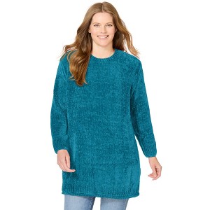 Woman Within Crewneck Chenille Sweater - 1 of 4