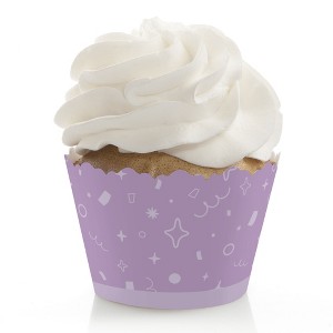 Big Dot of Happiness Purple Confetti Stars - Simple Party Decorations - Party Cupcake Wrappers - Set of 12 - 1 of 4
