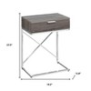 24" Silver And Taupe Wood And Metal End Table With Drawer - 3 of 4