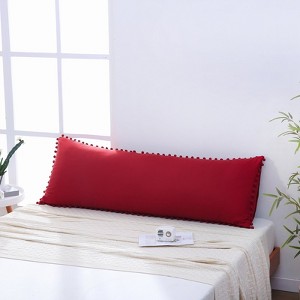 Pom-Pom Fringe Pillowcases & Body Pillow Cover – Soft Decorative Bedding Shams with Deep Pocket, Queen/King/Body Options - 1 of 4