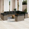 vidaXL 14 Piece Patio Sofa Set with Cushions Poly Rattan - Gray - 2 of 4
