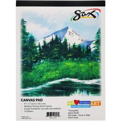 Sax Genuine Primed Canvas Pad, 9 x 12 Inches, White, 10 Sheets/Pad