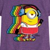 Girls' - Despicable Me Minions - Retro Rainbow Skater Fitted Short Sleeve Graphic T-Shirt - 2 of 4