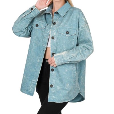 Women's Oversized Vintage Washed Shacket - ZENANA