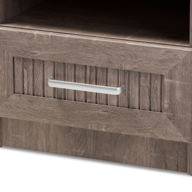 Gallia Modern and Contemporary Oak Finished 1 Drawer Nightstand Brown - Baxton Studio, 6 of 11