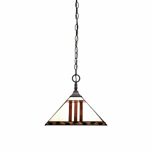 Toltec Lighting Any 1 - Light Pendant in  Dark Granite with 14" Purple & Metal Leaf Art Glass Shade - 1 of 1