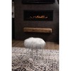 BirdRock Home Round Faux Fur Foot Stool Ottoman - Grey with Silver Legs - 4 of 4
