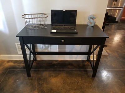 46 Davis Transitional Solid Wood Laptop Office Desk Black - Linon