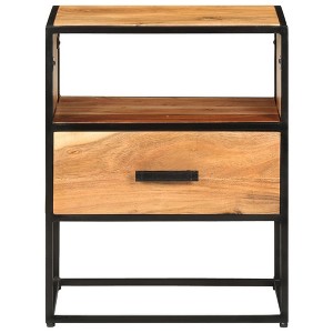 vidaXL Bed Cabinet Natural brown, black - 1 of 4