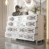 Hitow White 8 Drawer Horizontal Dresser with Carved Mirror Chest of Drawers - 3 of 4