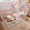 TopComfy Beds Full Size House Floor Bed Double Full Floor Bed with Door and Full length Guardrails Design for Bedroom, White, 78.35"*53.11"*69.61" - 2 of 4