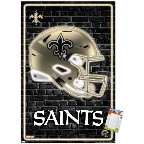 Trends International NFL New Orleans Saints - Neon Helmet 23 Unframed Wall  Poster Print White Mounts Bundle 14.725' x 22.375'