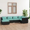 vidaXL Patio Lounge Set Outdoor Sectional Sofa Set Table Garden Poly Rattan - Black and Blue 3x Corner 2x Middle Footrest - 2 of 4