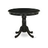 East West Furniture 3-Pc Dining Room Table Set Contains a Wooden Dining Table and 2 Shitake  Fabric Modern Dining Room Chairs -Black Finish - 3 of 4