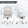TopComfy Task and Office Chair Ergonomic Mesh Lumbar Support Flip Armrests Adjustable Tilt Rolling Wheels For Home Study, White, 24"*20"*11" - 4 of 4