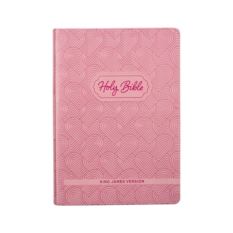 KJV Kids Bible, 40 Pages Full Color Study Helps, Presentation Page, Ribbon Marker, Holy Bible for Children Ages 8-12, Light Pink Hearts Faux Leather, 1 of 2