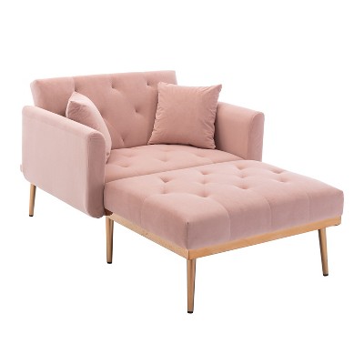 NicBex Velvet Accent Chair with 3-position Adjustable Backrest Lounge Recliner Sofa Chair with 2 Soft Cushion for Bedroom,Living Room