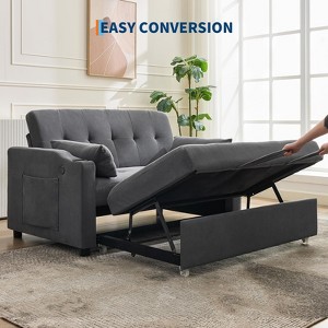 homfan 3-in-1 Convertible Sofa Bed with Pull-Out Sleeper & USB, Futon Couch for Small Spaces, Living Room, RV - Lounge Recliner - 1 of 4