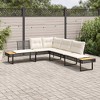 vidaXL Patio Sofa Set - Black Poly Rattan & Acacia - L-Shaped Outdoor Furniture with Cushions for Garden, Patio & Terrace - 2 of 4