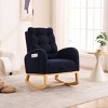 Plush Teddy Rocking Chair with Footrest,High Back Button Tufted Lounge Chair for Nursery Living Room-Baofuwish - 2 of 4