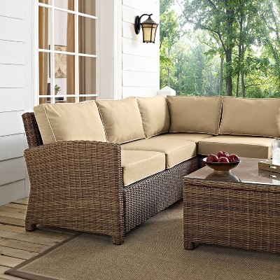 Bradenton 6-Person Brown Wicker Outdoor Sectional Set with Sand Cushions