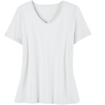 Collections Etc Soft Knit V-Neck Short-Sleeve Basic Cotton and Polyester Tee