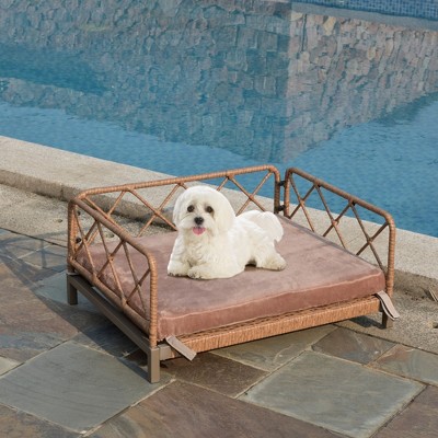 Gulches wicker pet bed Rattan Dog Sofa Bed outdoor indoor Water Resistant,Brown