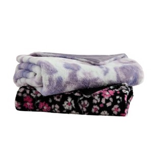 Betseyville 50"x70" Betsey Johnson Leopard Rosettes Throw Blanket Black - 1 of 4