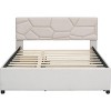 Streamdale Queen Size Upholstered Platform Bed With Brick Pattern Headboard, With Twin XL Size Trundle - 3 of 4