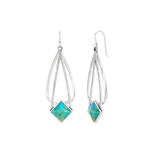 Silpada 'Deeply Impressed' Sterling Silver Compressed Turquoise Drop Earrings - 1 of 4