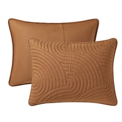 Full/Queen Orange Microfiber Pinsonic Quilt Set