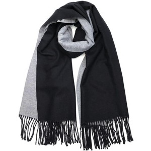 Wrapables Soft Cashmere Feeling Scarf, Large Two-Tone Winter Scarf Wrap Shawl, Black / Gray - 1 of 4