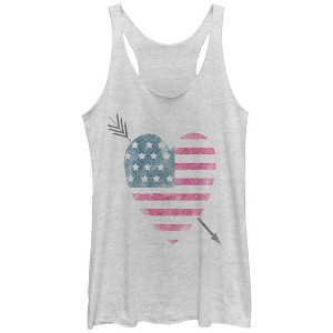 Women's Lost Gods American Flag Heart Racerback Tank Top - 1 of 3