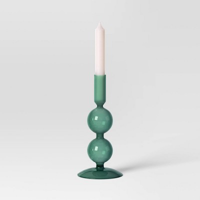 Round Modern Glass Taper Holder Green - Threshold&#8482;