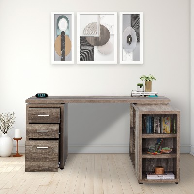 Home Imports Emporium Executive L- Shaped Desk with Drawers, Computer Writing Desk