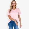 Anna-Kaci Women's Ribbed Knit Top with V-Neck, Short Sleeves, Front Pocket, Loose Fit Casual Blouse - 4 of 4