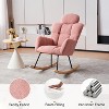 Ridstar Pink Teddy Fabric Upholstered Nursery Rocking Glider Chair Accent Armchair Padded Seat with High Backrest for Living Room Bedroom - 2 of 4