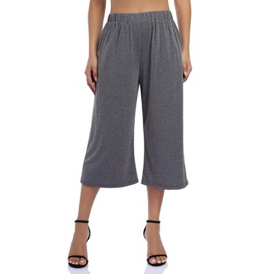 Whizmax Women's Elastic Waist Solid Palazzo Casual Wide Leg Pants with Pockets