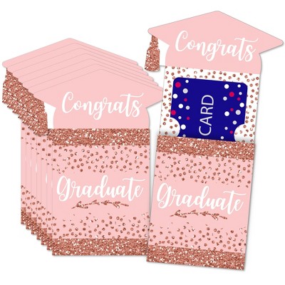 Big Dot of Happiness Rose Gold Grad - Graduation Party Money and Gift Card Sleeves - Nifty Gifty Card Holders - Set of 8