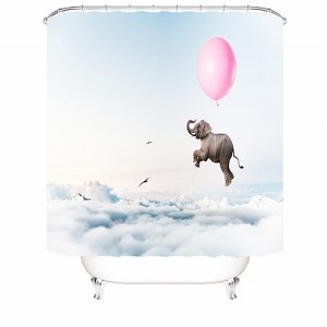Pink Balloon Elephant Shower Curtains for Bathroom Waterproof Fabric Bath Curtain Durable Soft Stylish Bathroom Decor 72x72 Inch - 1 of 1