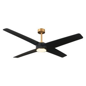 Parrot Uncle 60" Modern Gold and Black Indoor Integrated CCT LED Ceiling Fan - 1 of 4