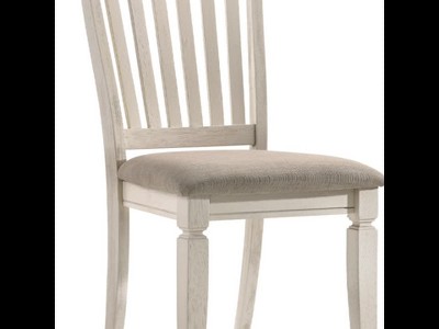 Fedele Cream Wood and Tan Linen Upholstered Side Chair
