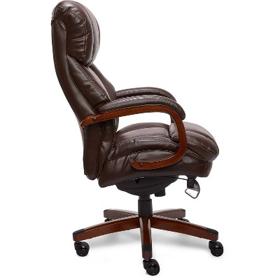 Brown Leather High Back Executive Swivel Chair with Fixed Arms