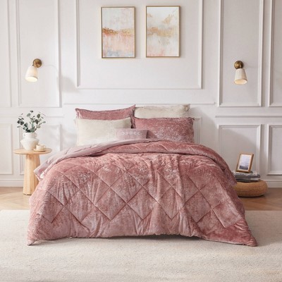 4 Pcs Luxury Style Velvet Duvet Set, Diamond Quilting Ultra Soft Bedding Set for Cold Season, Easy Care Bed Set with Matching Shams & Pillow