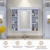 Vynxaria 35" x 28" Blue Wall-Mounted Bathroom Cabinet with Mirror Door & 6 Open Shelves - Modern Storage Solution for Your Bathroom. - 3 of 4