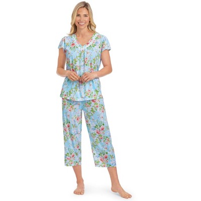 Collections Etc Soft Floral Capri Pj Set