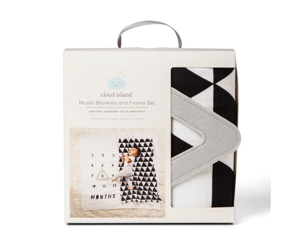 Buy Muslin Blankets with Felt Frame Triangle Cloud Island White Black Online at desertcartEGYPT