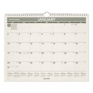 Recycled Wall Calendar, Unruled Blocks, 15 x 12, Sand/Green Sheets, 12-Month (Jan to Dec): 2025 - 1 of 4